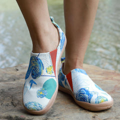 Women's Print Flat Loafers Slip On Shoes Comfy Travel Shoes
