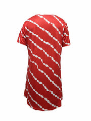  Stripe Print V Neck Medium Stretch Dress