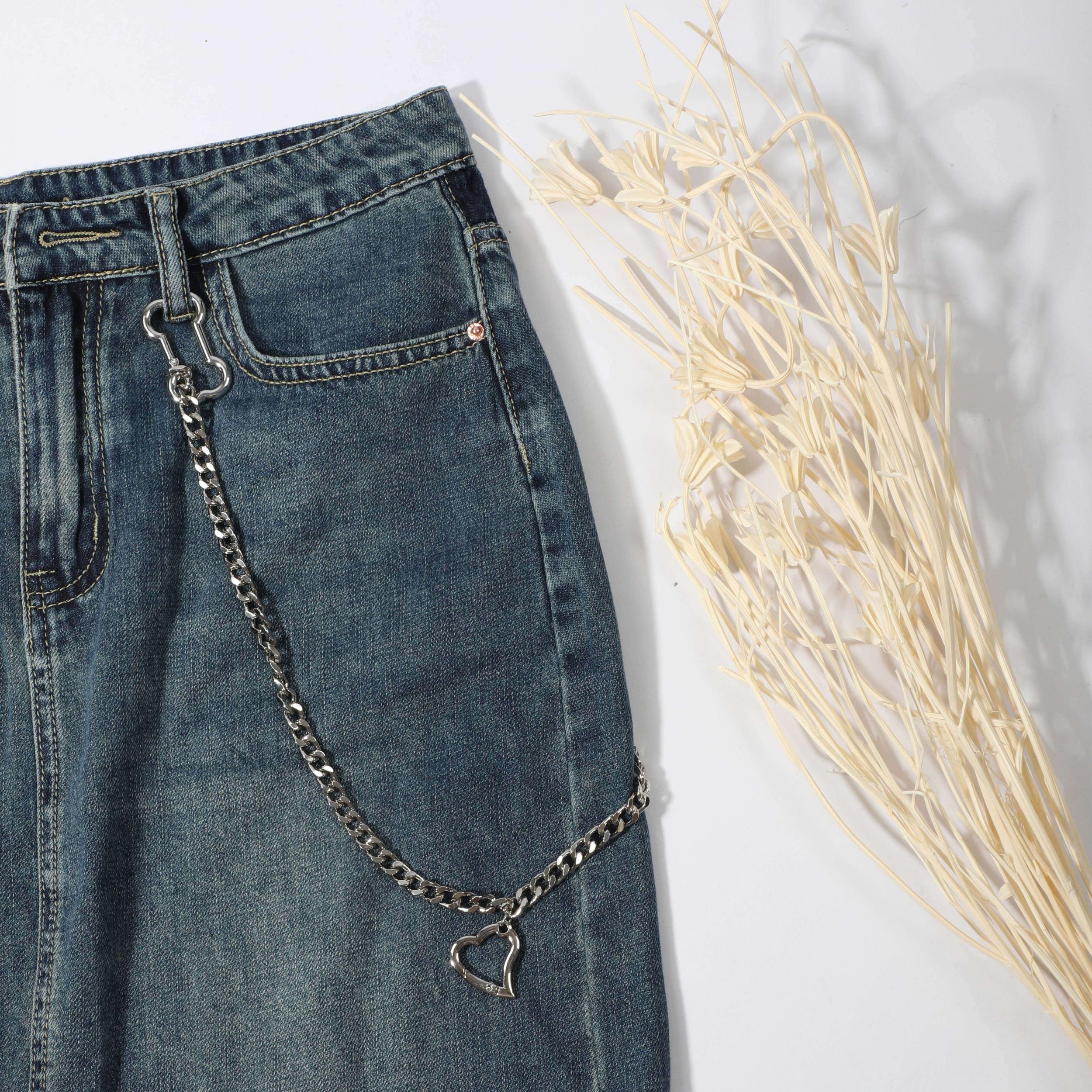 Casual Men's Bone Love Pants Chain Belt Accessory