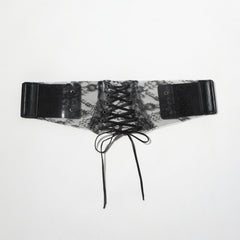 Transparent Lace Corset Belt Bowknot Floral Waistband Cinch Waspie Belts