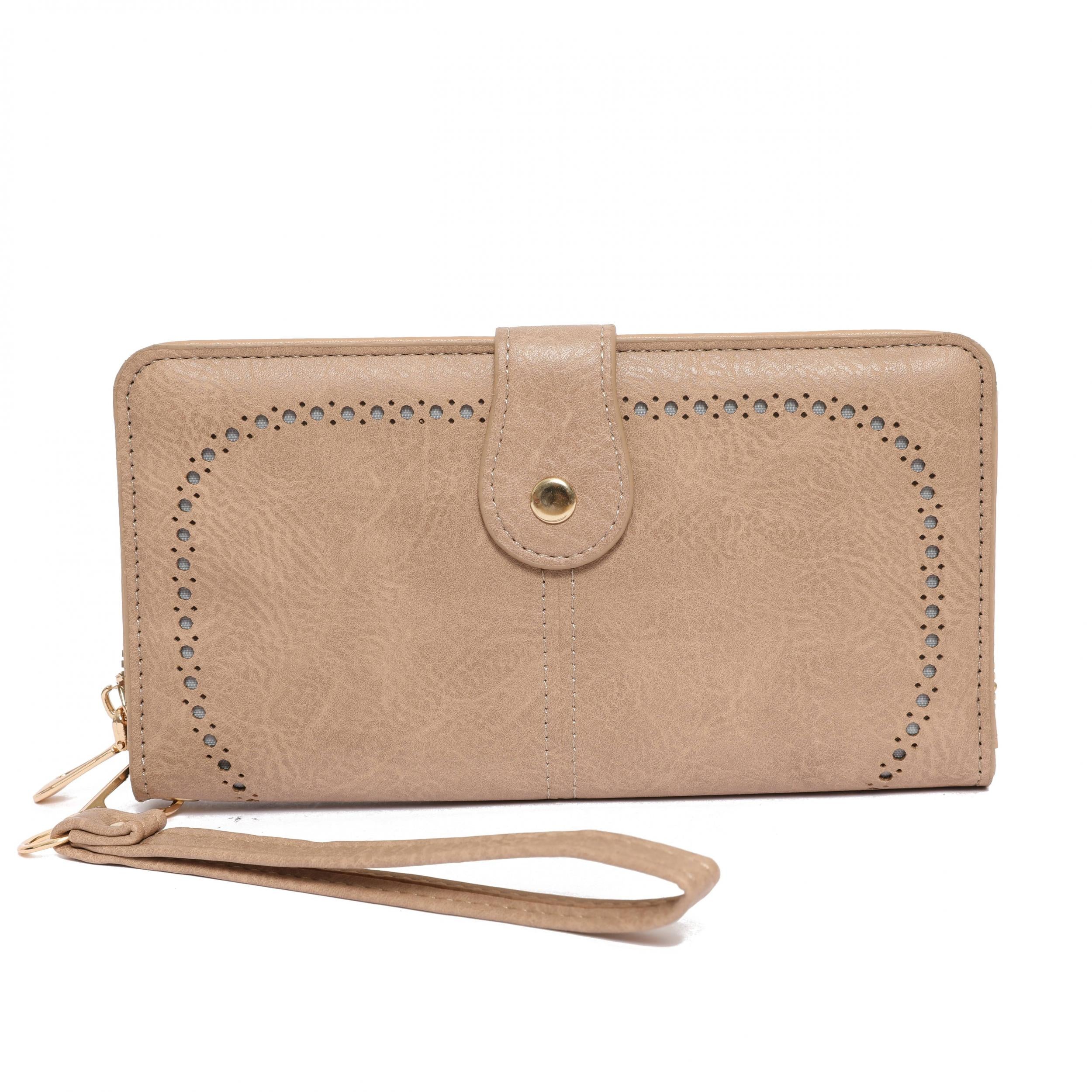 Minimalist Hollow Long Wallet Solid Coin Purse Zipper Around Card Case