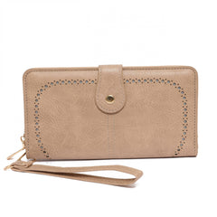Minimalist Hollow Long Wallet Solid Coin Purse Zipper Around Card Case