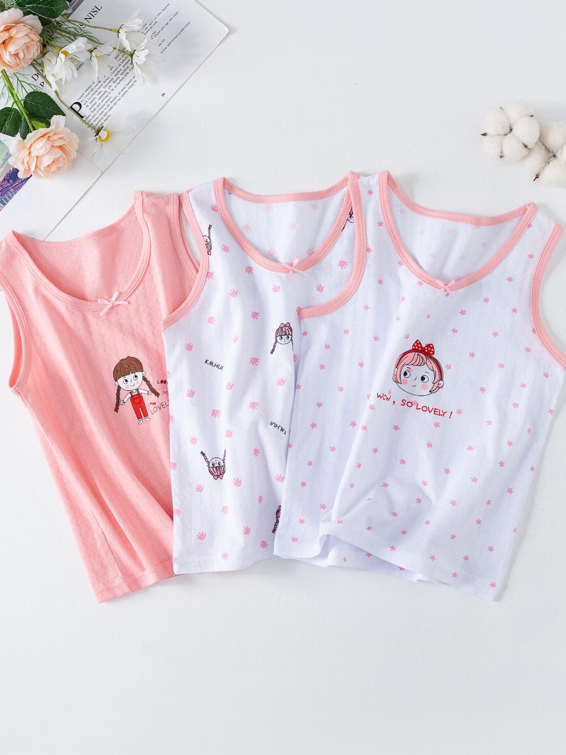 Girls' Cotton Tank Top Set, Slim Fit Pajamas, Class A Inner Wear