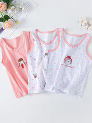 Girls' Cotton Tank Top Set, Slim Fit Pajamas, Class A Inner Wear