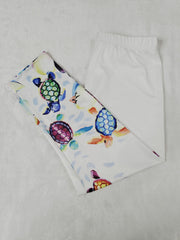 Turtle Print Elastic Waist Leggings for Women