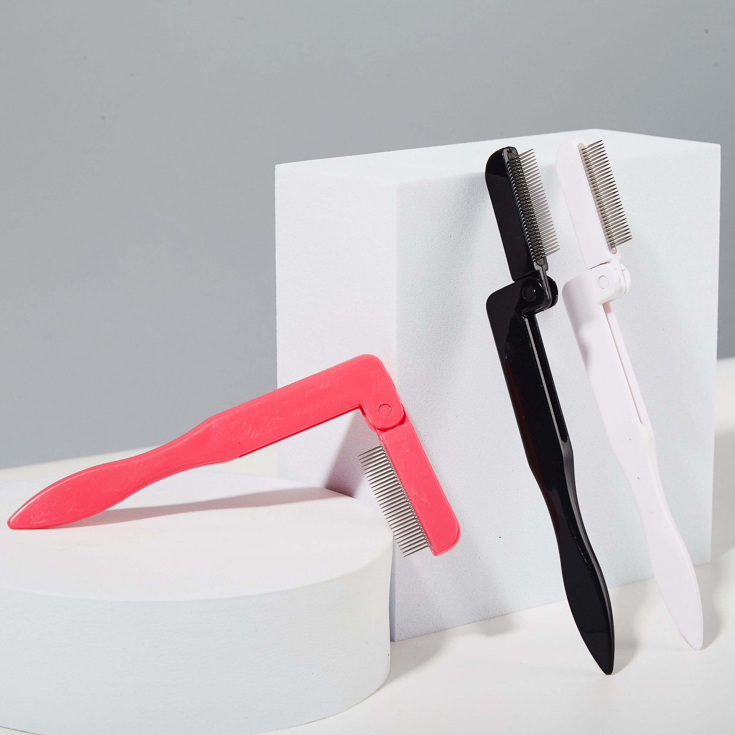 Portable Folding Eyelash Comb Stainless Steel Teeth Mini Metal Eyebrow Comb