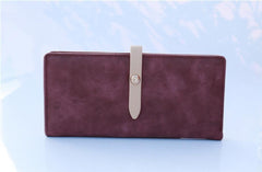 Long Frosted Zipper PU Leather Wallet Women's