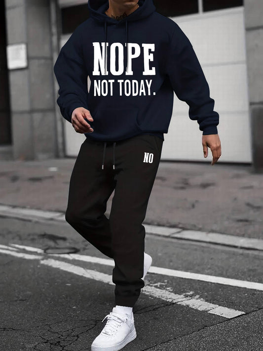 Men's Casual Long Sleeve T Shirt Hooded Sweatshirt & Joggers Set