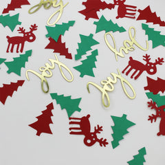 Christmas Confetti Decorations Pack - Merry Christmas Joy Trees & Reindeer Shape