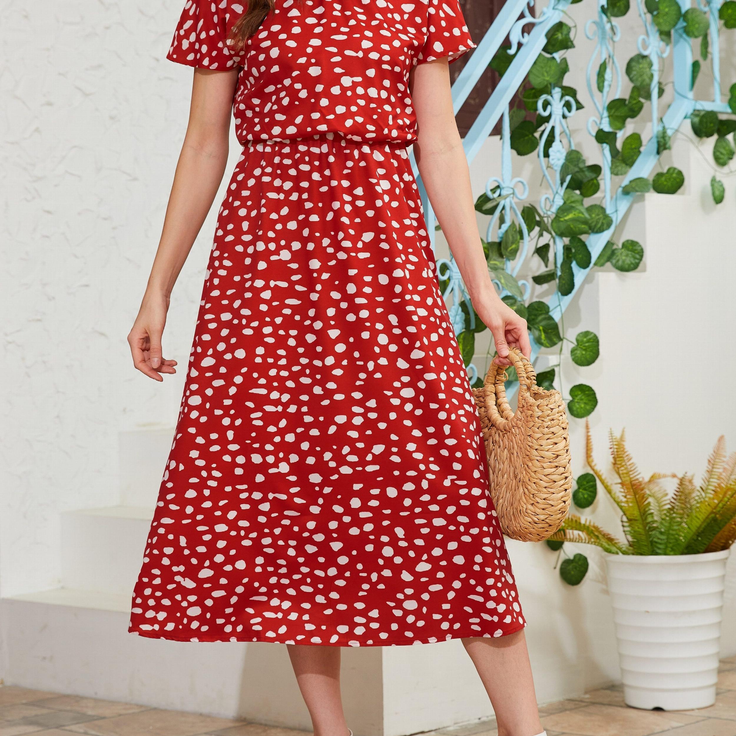 Vintage Short Sleeve Midi Dress for Spring & Summer