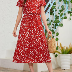 Vintage Short Sleeve Midi Dress for Spring & Summer