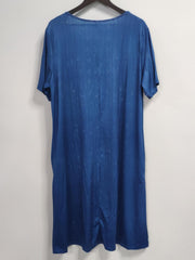 Random Print Button Decor Round Neck Tee Dress