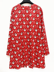  Santa Claus Print Open Front Cardigan