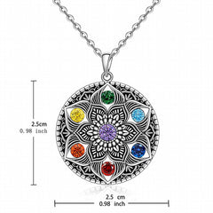 7 Chakra Necklace Ring Lotus Pendant Yoga Chakra Healing Stone Bar Necklace