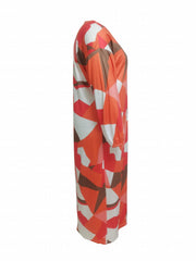 Plus Size Women's Colorblock Geometric Print Long Sleeve Maxi Dress