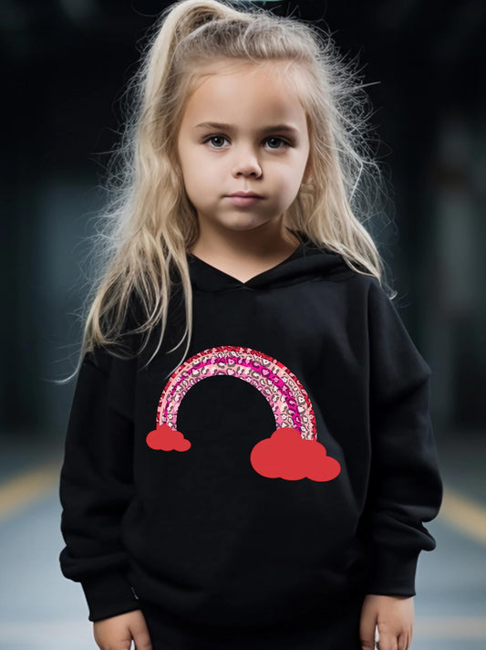 2pcs Sweet Rainbow Graphic Hoodies Pants Set Spring Fall Sports Gift Girls