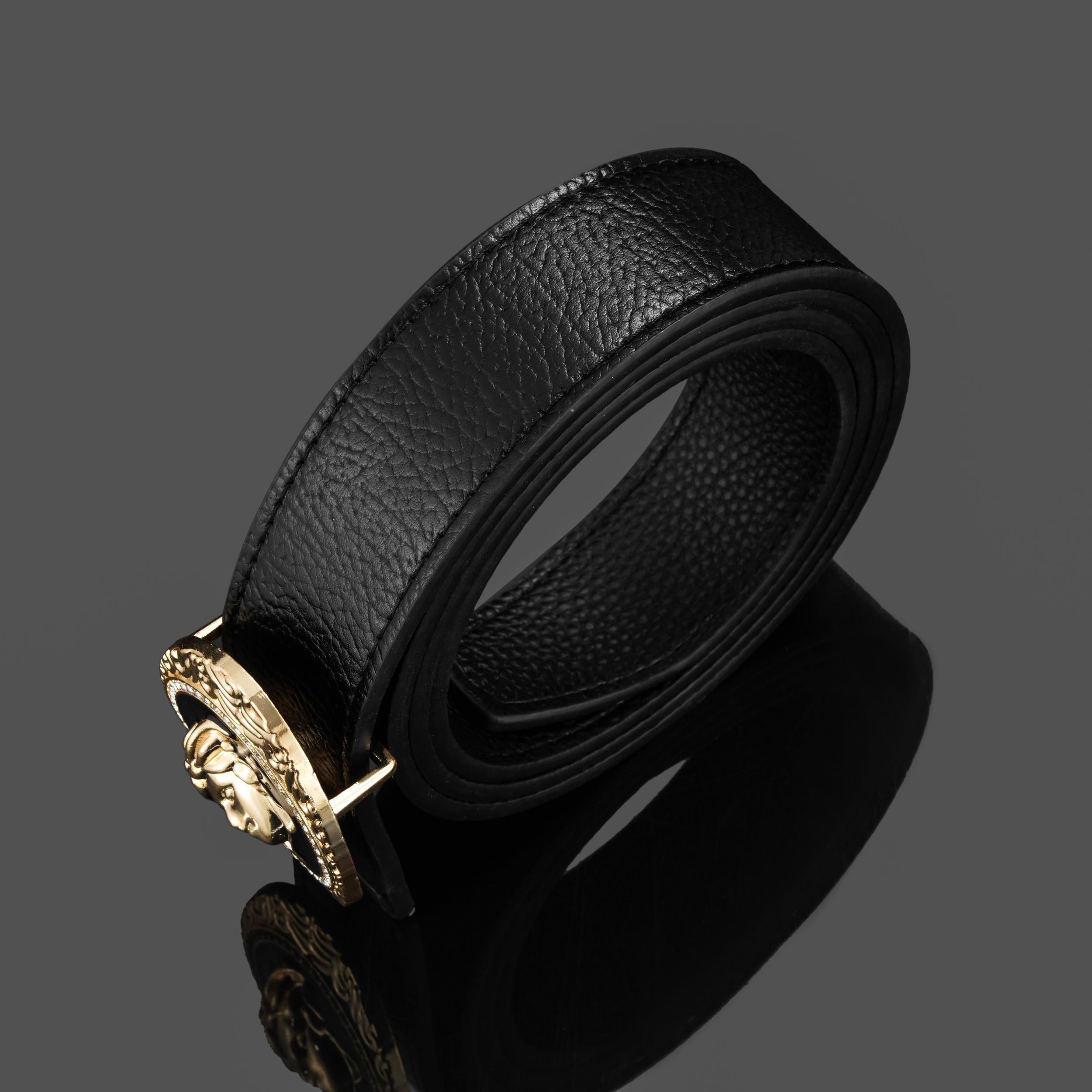 Cowhide Beauty Head Smooth Buckle Leather Belt For Men