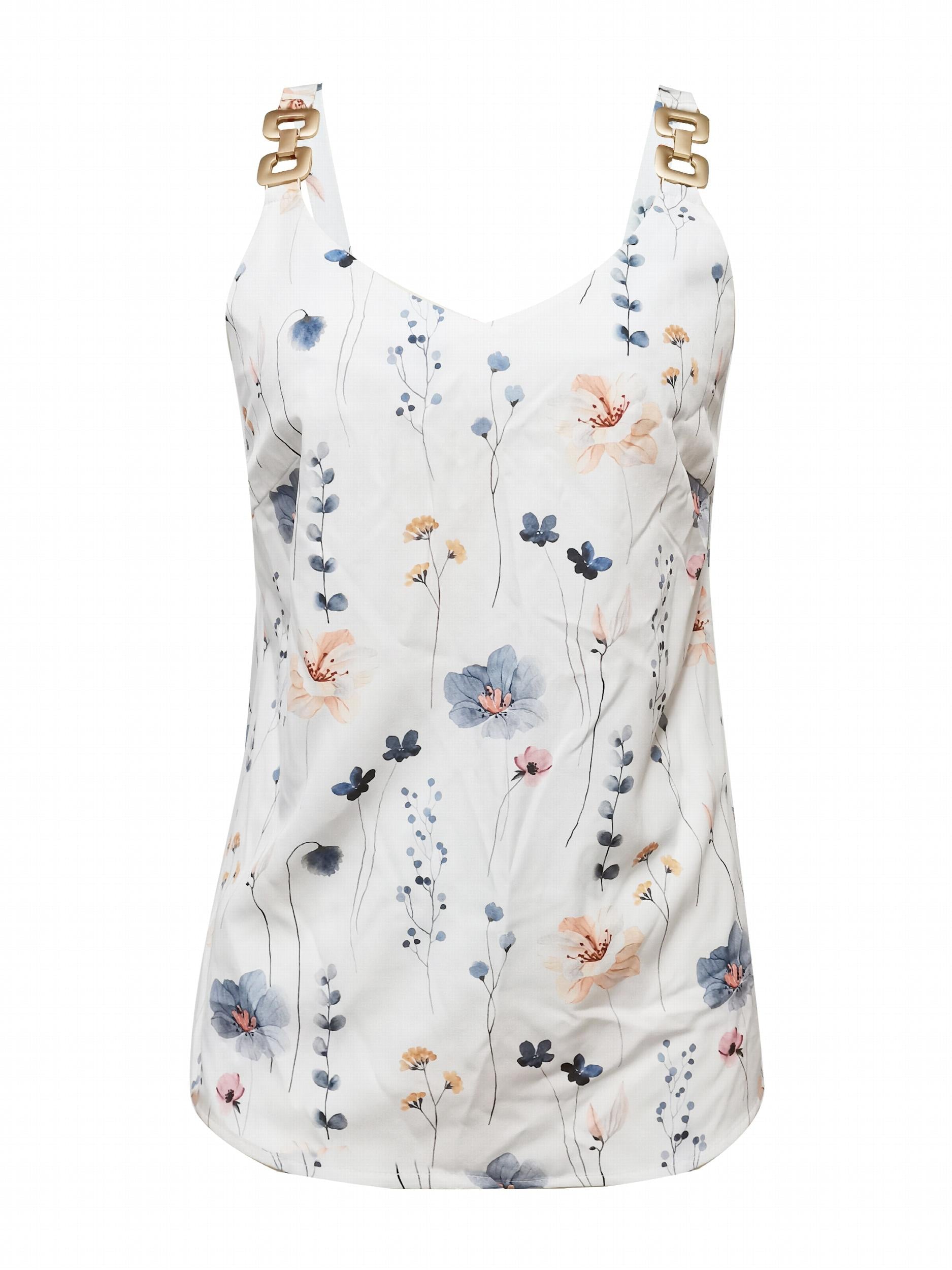 Graphic Print Chain Detail Cami Top V Neck Summer Sleeveless Top