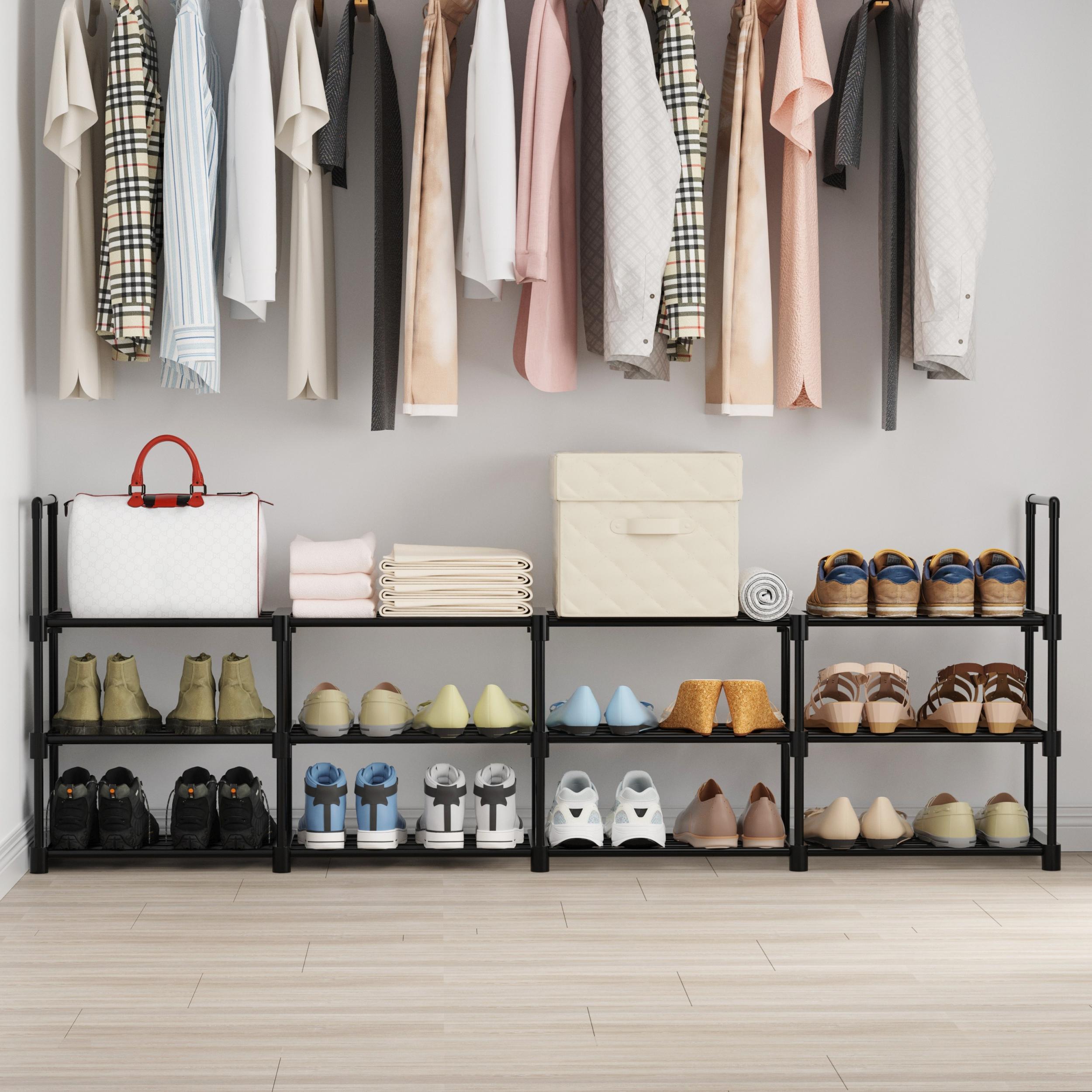 4 Column 3 Layer Shoes Rack Floor Standing Shoes Storage Stackable