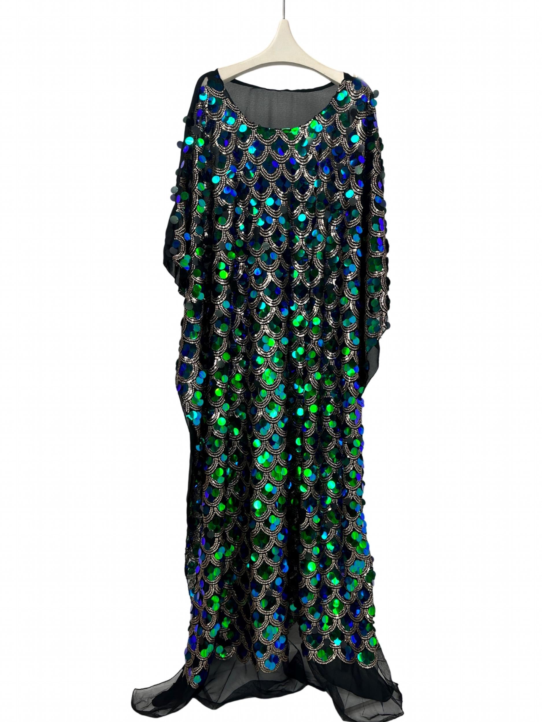 Women's Plus Glitter Sequin Batwing Sleeve Maxi Dress