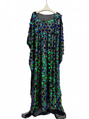 Women's Plus Glitter Sequin Batwing Sleeve Maxi Dress