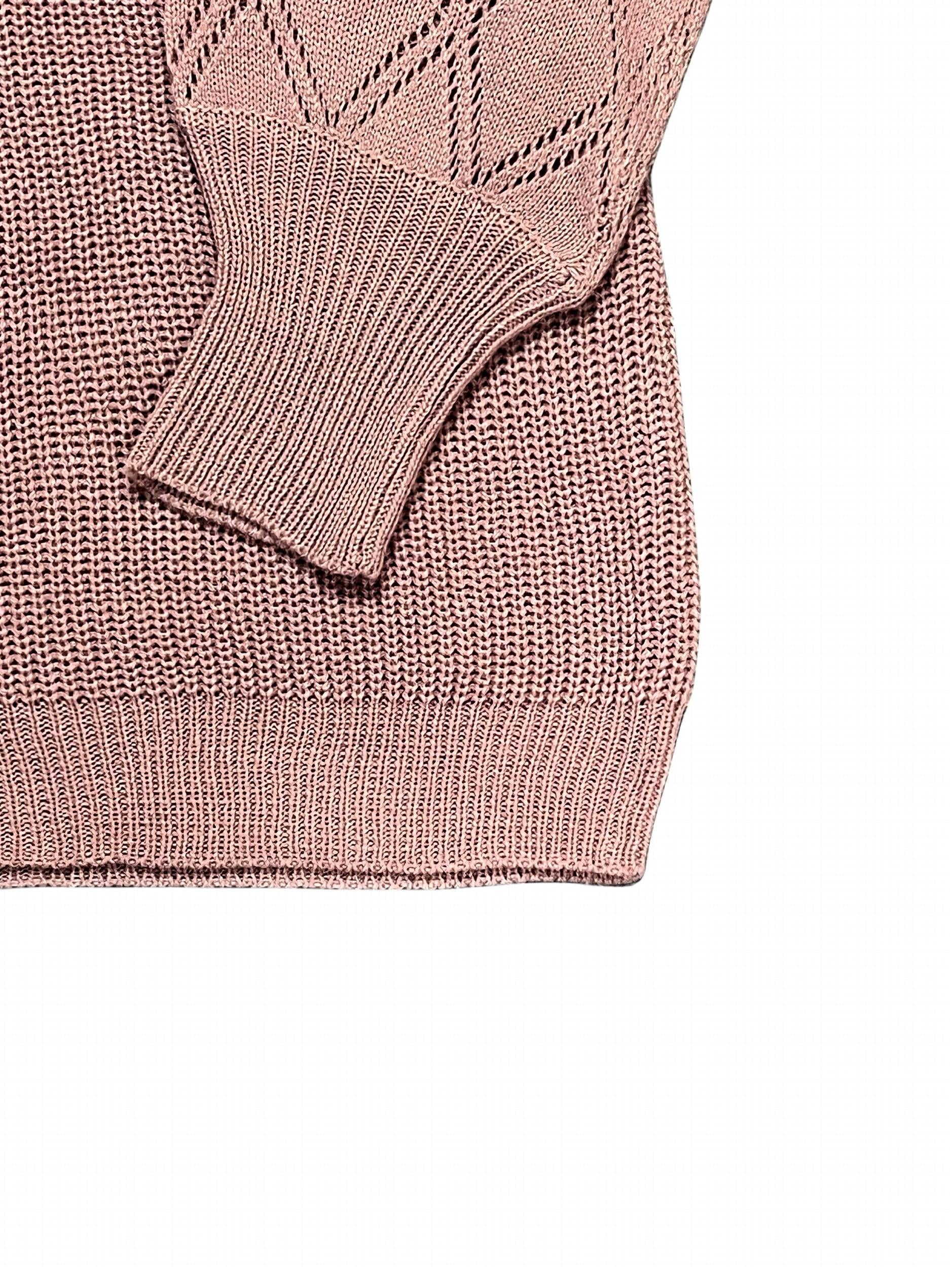  Solid Pointelle Long Sleeve V Neck Button Up Knit Cardigan