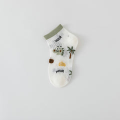 Boys Dinosaur Pattern Ankle Socks, Comfy Mesh Breathable, 0-12 Years