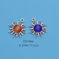 8pcs Silver Plated Sun Shape Charms for Jewelry Making DIY Craft