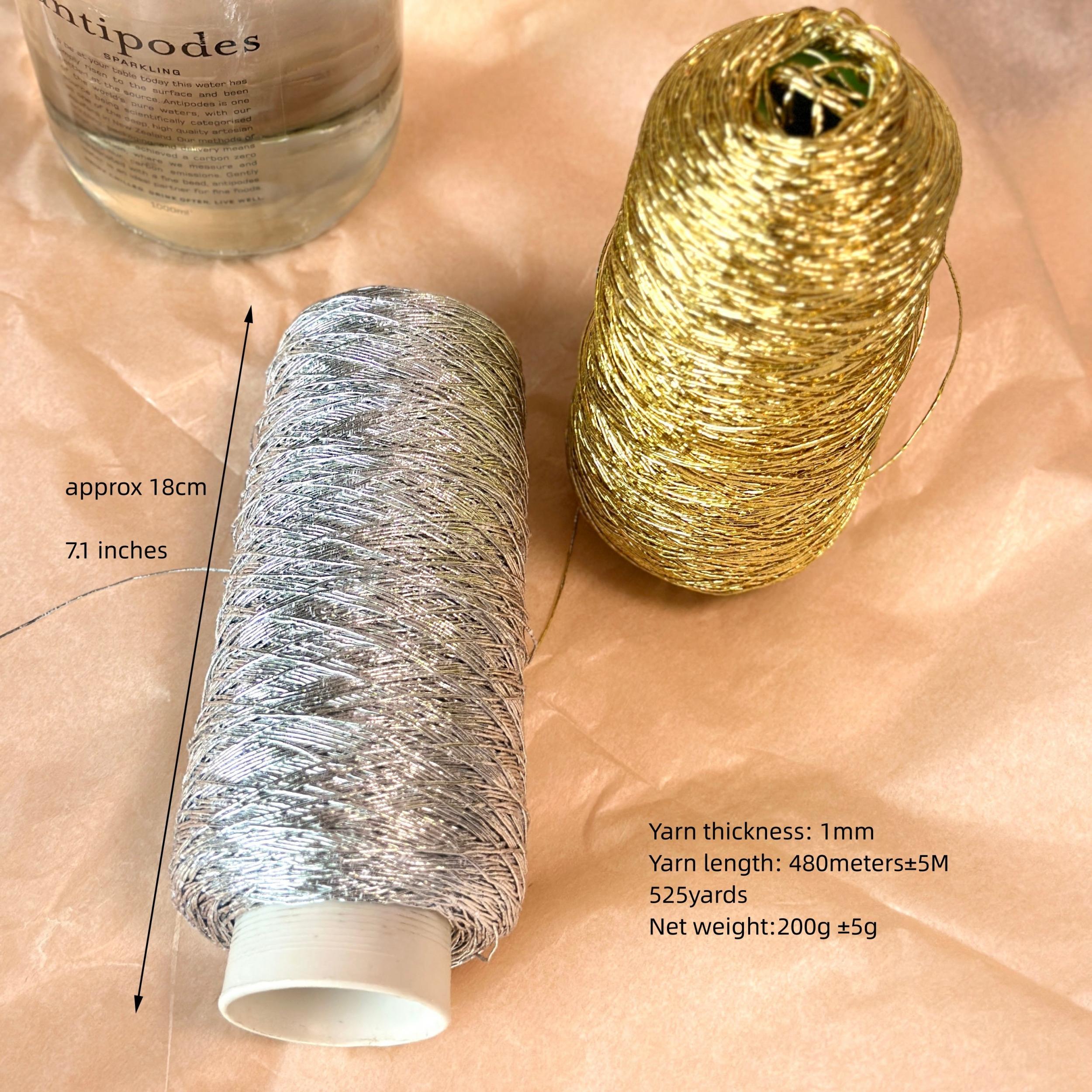 1pc Metallic Crochet Yarn 1MM Sparkling Thread for Handbag Purse Needlework