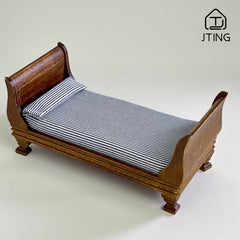 1:12 Scale Maroon Vintage Single Bed Dollhouse Accessory
