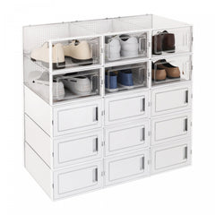 15pcs Plastic Folding Shoe Rack Box Shoe Storage Box Stackable Shoe Cabinet Draw