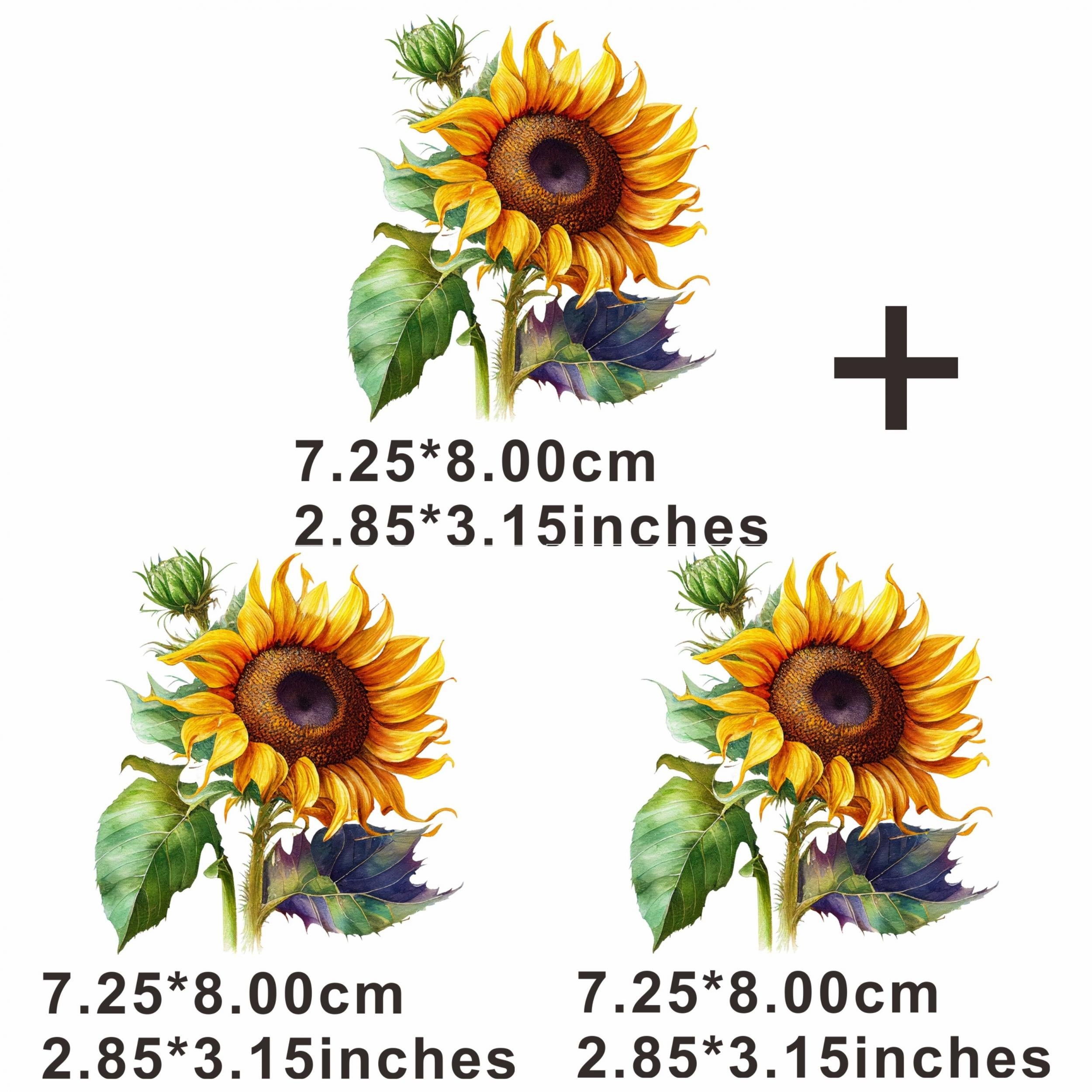 Sunflower Big Flowers Painting Heat Transfer Sticker for DIY Clothing T Shirts