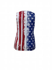 Plus Size Independence Tank Top Women's Plus Flag Print Round Neck Tank Top