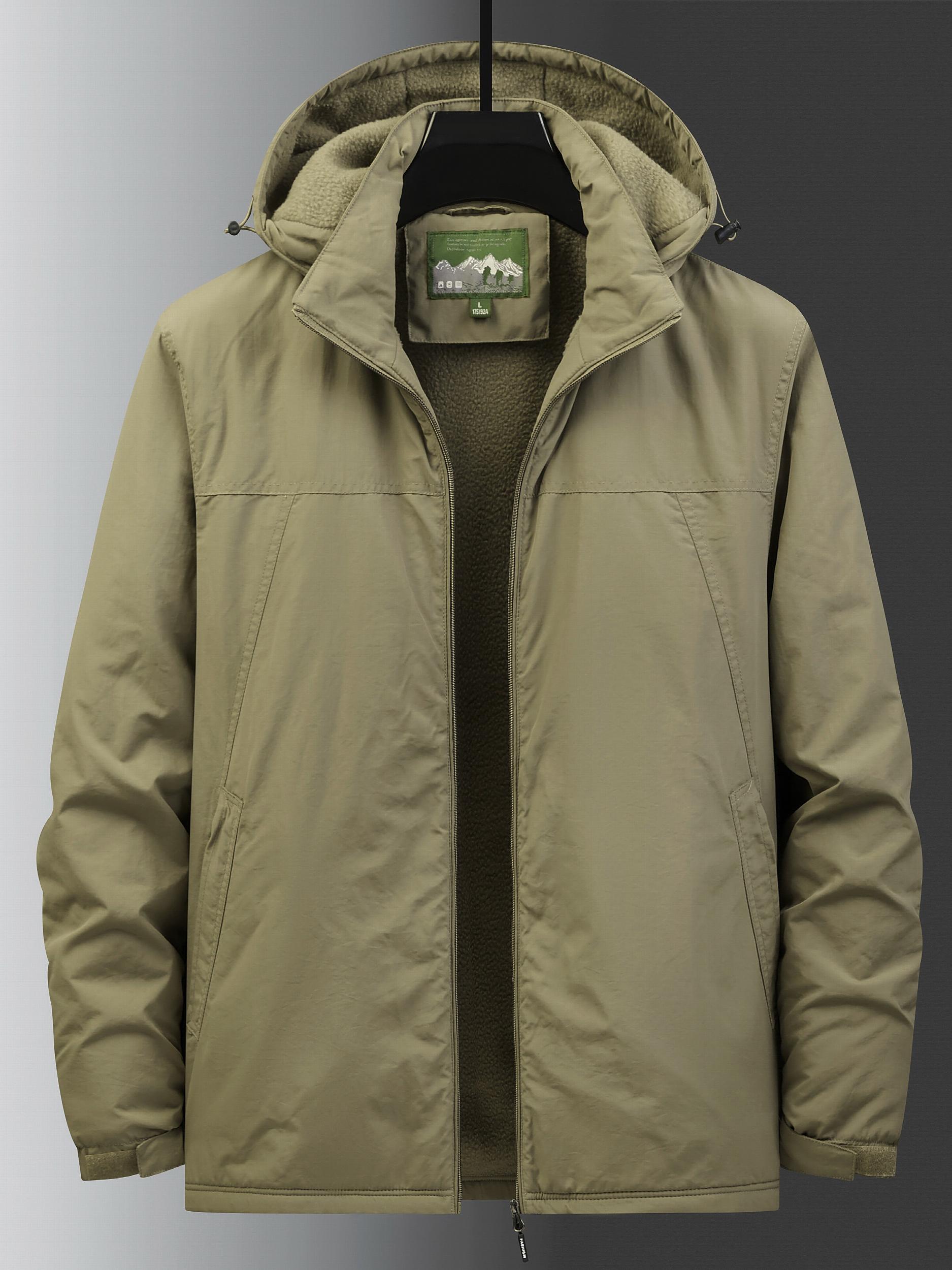 Men's Fleece Hooded Jacket Windproof Waterproof Warm Jacket
