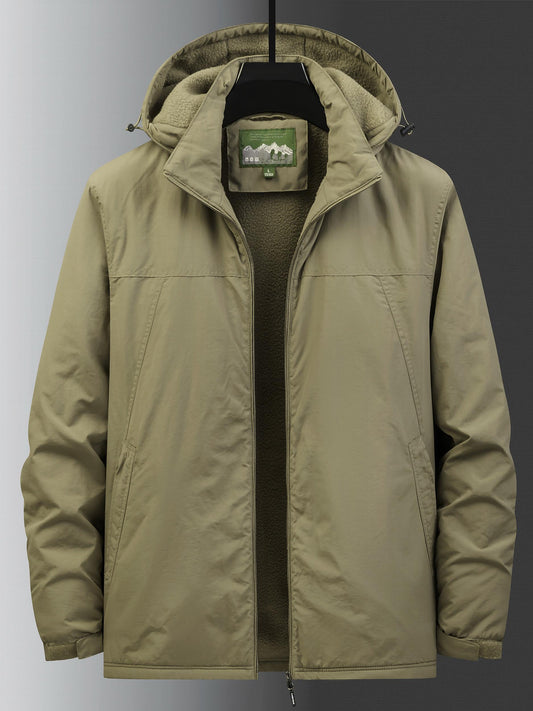Men's Fleece Hooded Jacket Windproof Waterproof Warm Jacket