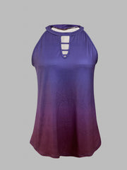 Gradient Cut Out Tank Top Casual Loose Sleeveless Tank Top