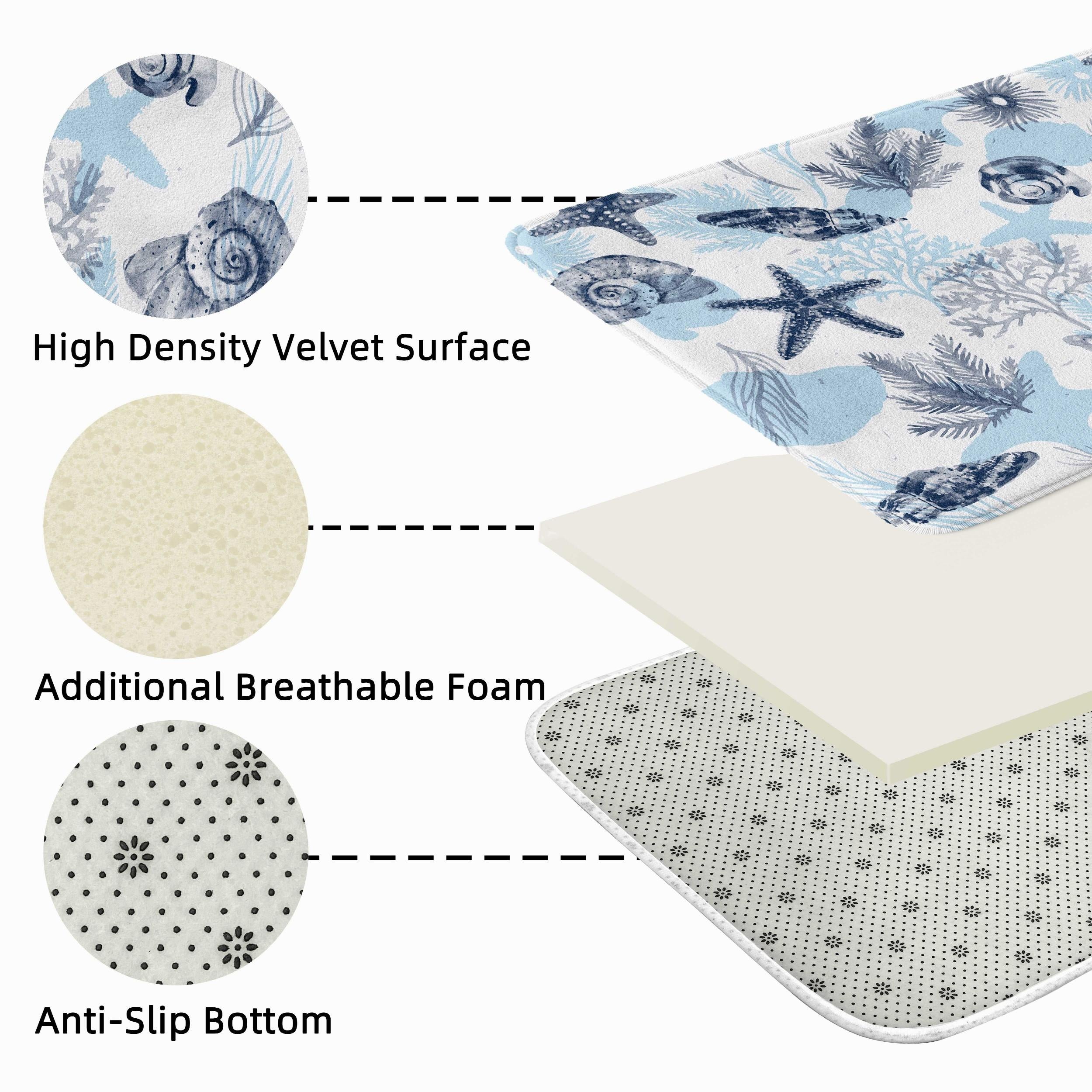 Stylish Non Slip Bathroom Mat Starfish Print Absorbent Anti Skid Floor Pad