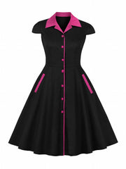  Colorblock Shirt Dress