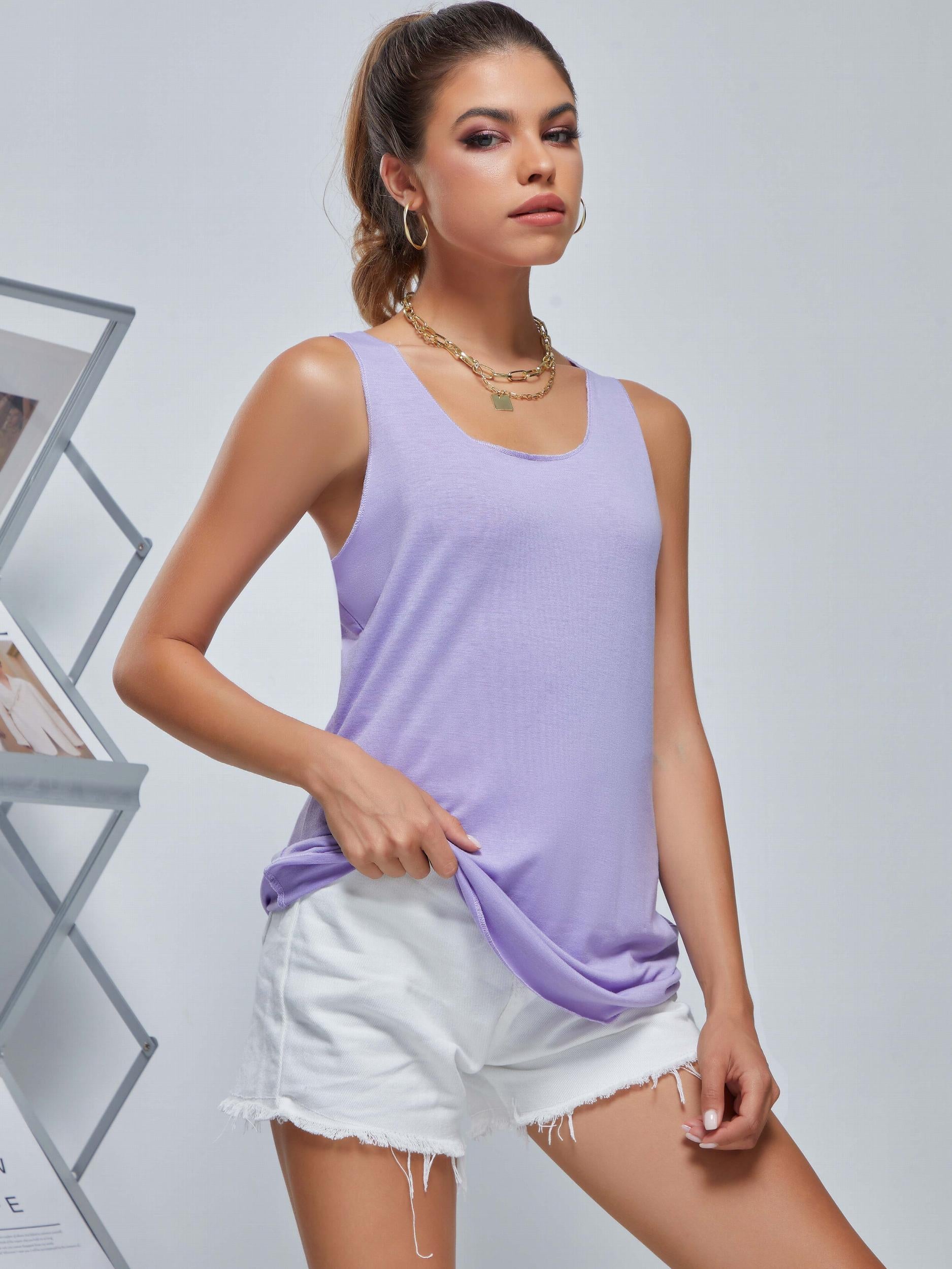 Summer Women Solid Tank Top Casual Sleeveless Shirts