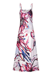  Floral Print V Neck Stretch Maxi Dress