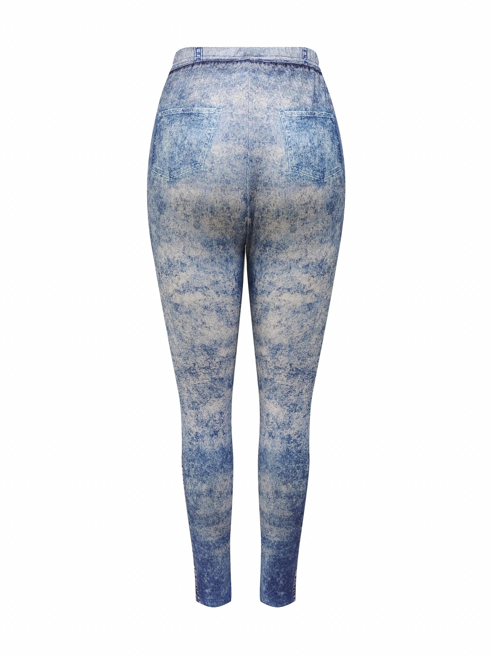 Graphic Print Jeggings Casual Slim Leggings