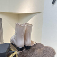 Women's Waterproof Medium Tube Rain Boots Solid Non slip Outdoor Rain Boots