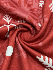 Women's Plus Santa & Reindeer Print High Rise Wide Leg Pants
