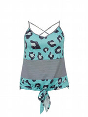  Leopard & Stripe Print V Neck Cami Top
