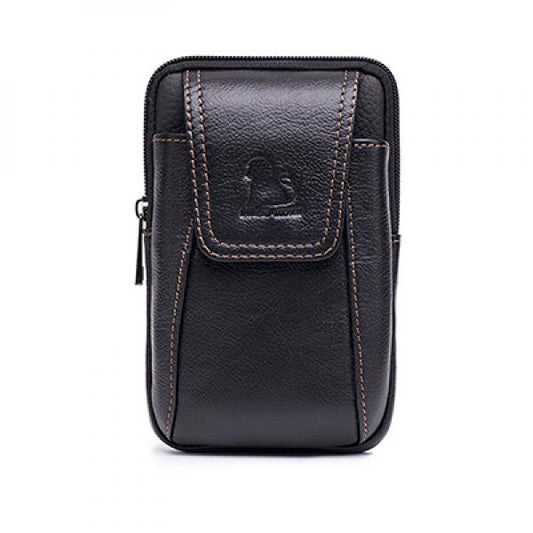 Men's Retro Cowhide Leather 5.5 Inch Waist Bag Phone Pockets Belt Bag