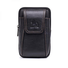 Men's Retro Cowhide Leather 5.5 Inch Waist Bag Phone Pockets Belt Bag