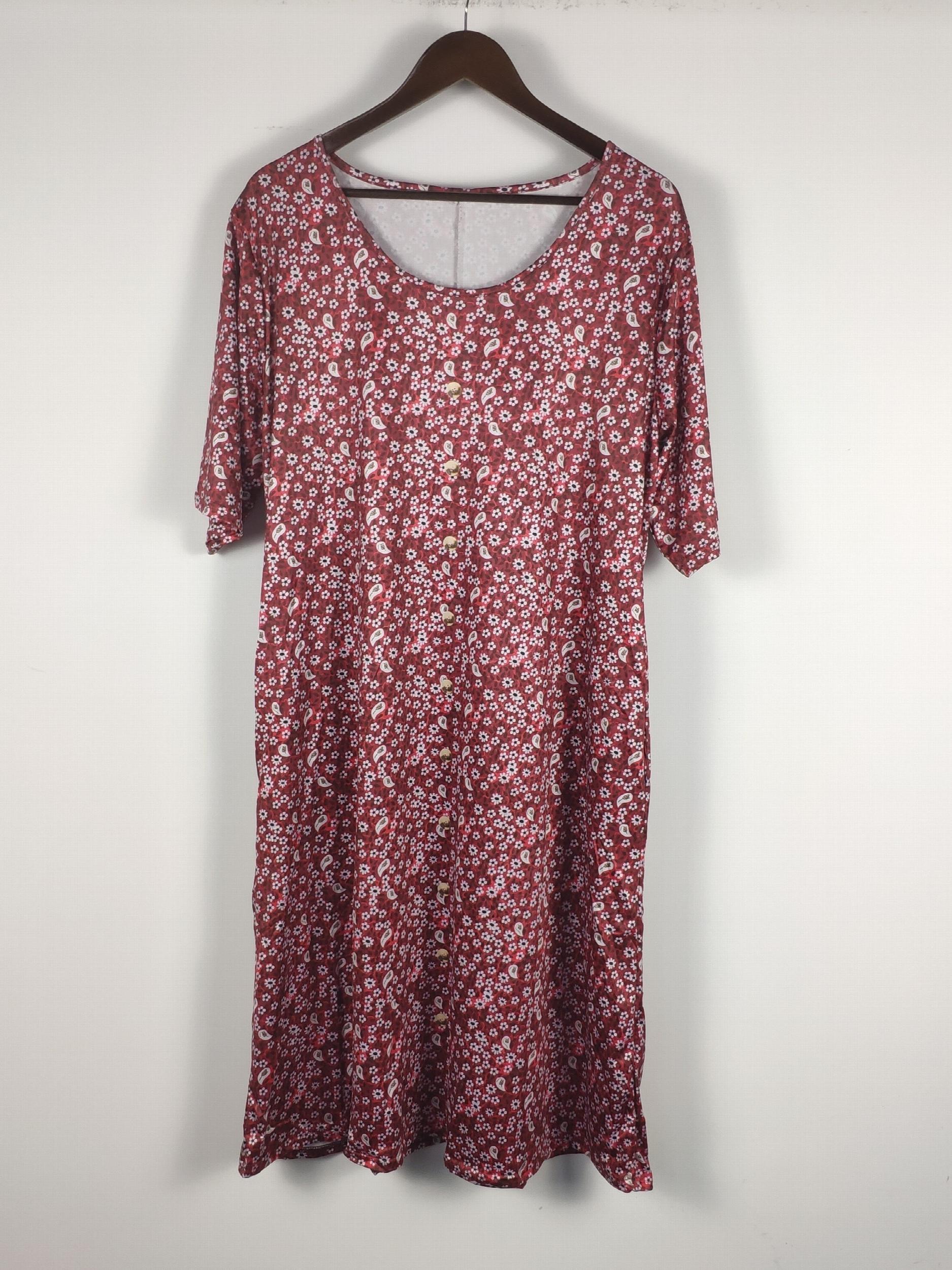  Floral Print Round Neck Tee Dress