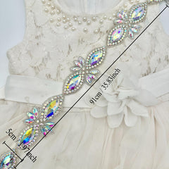 Elegant Glass Buckle with Golden Leaves and Crystal Beads