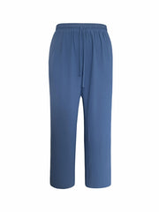  Wide Leg Pants Button Decor Elastic Drawstring