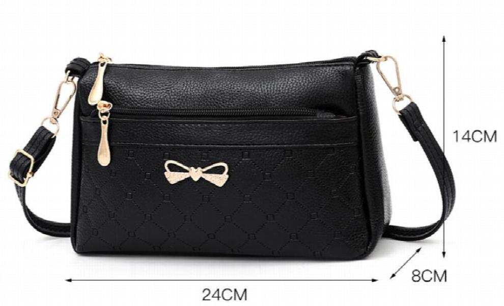 Diagonal PU Lychee Shoulder Crossbody Bag Multi-layer Casual Lady Bag